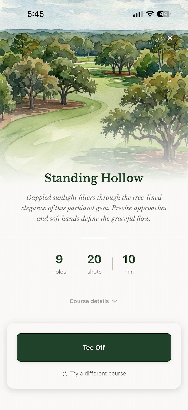 Range Hero app showing an AI-generated practice course
